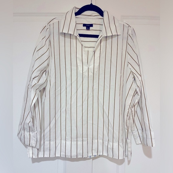 J.Crew NWOT collared cotton Poplin popover blouse szL - Picture 4 of 7